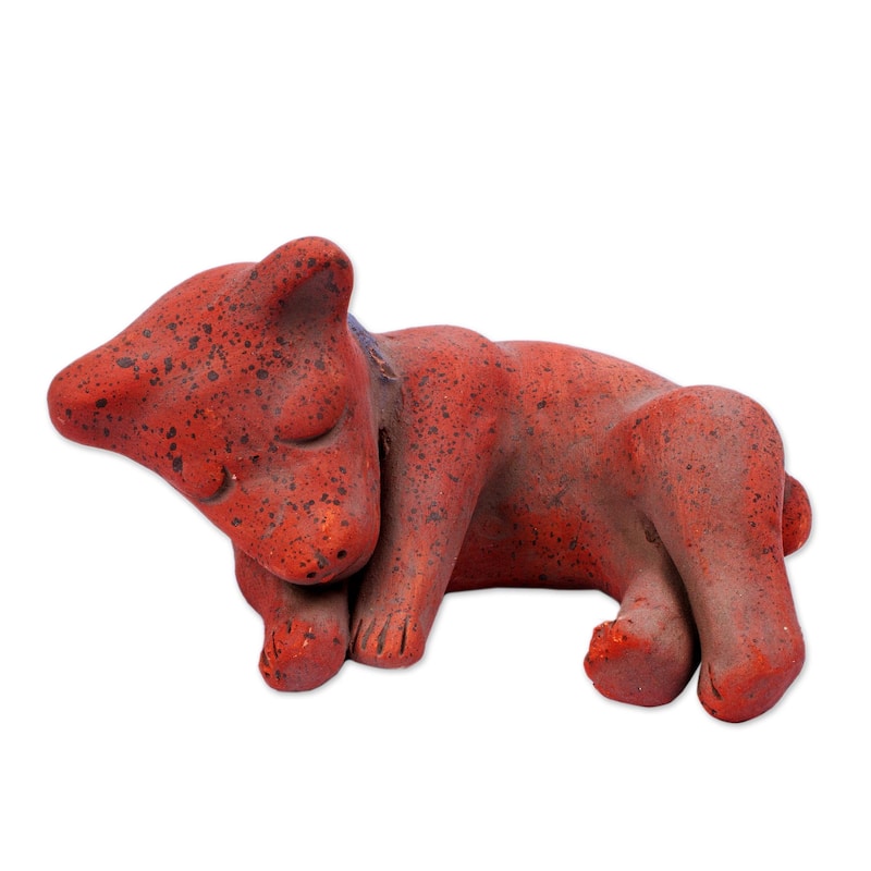 Novica Handmade Tlachichi Puppy Ceramic Figurine