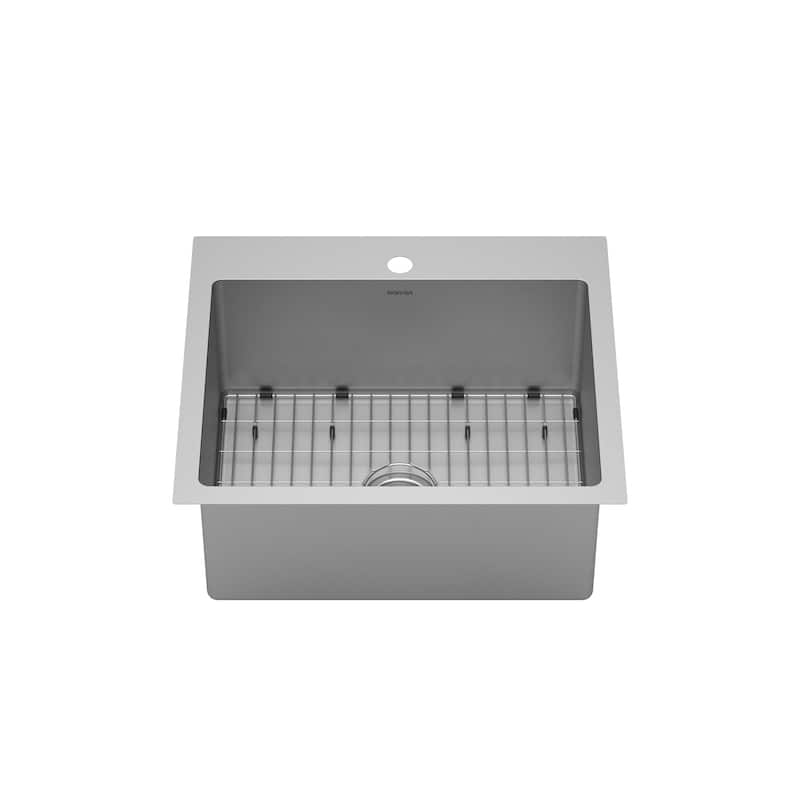 Karran Top Mount Stainless Steel 25 in. 16-Gauge Drop-In Single Bowl Kitchen Sink Kit