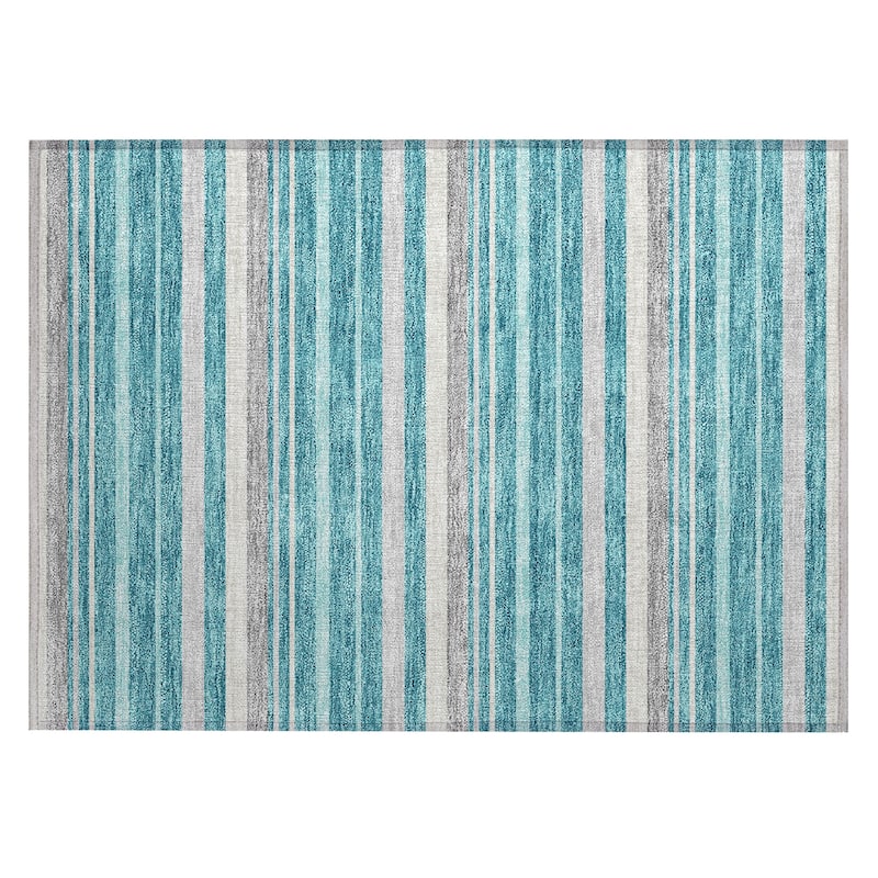 Machine Washable Indoor/ Outdoor Chantille Contemporary Stripes Rug
