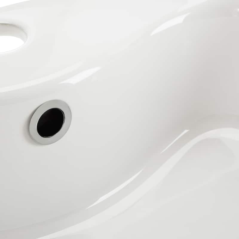 SAFAVIEH Solea Dicy Porcelain Ceramic Vitreous Oval 18 Inch White Bathroom Vessel Sink - 18.1" x 18.1" x 6.1" - 18Wx18Dx6H