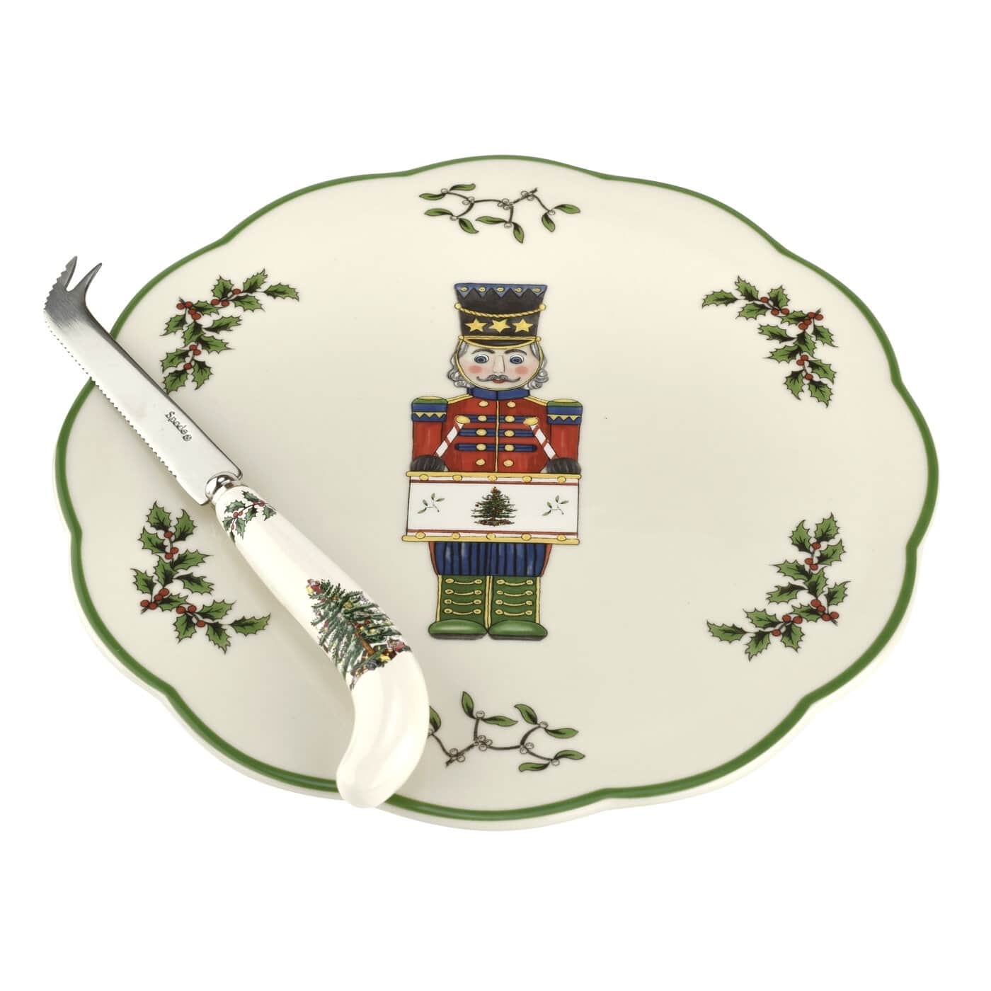 Spode Christmas Tree Nutcracker Cheese Plate with Knife - Bed Bath ...