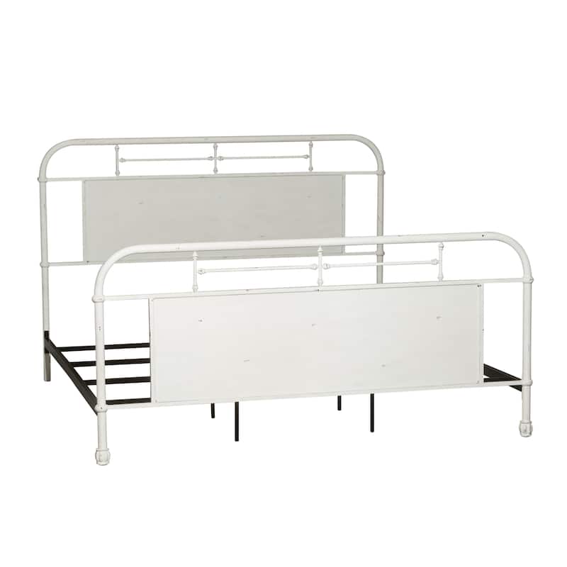 Vintage Series Distressed Metal King Metal Bed