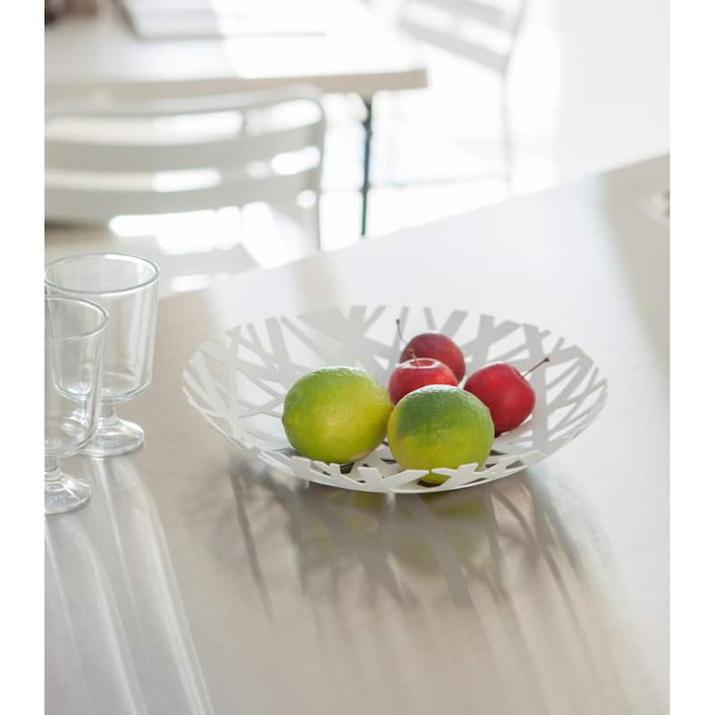Yamazaki Home Fruit Bowl, Steel - L 10.24 x W 10.24 x H 1.77 inches