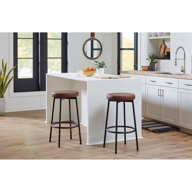 Azalea Park Set of 2 Adjustable Height Barstools with Upholstered Seat - 15.94 W x 15.94 D x 24.02-29.02 H"