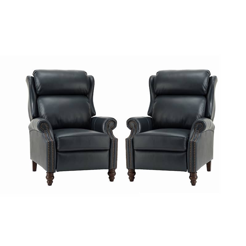 Noemon Modern Genuine Leather Recliner with Nailhead Trims Set of 2 by HULALA HOME
