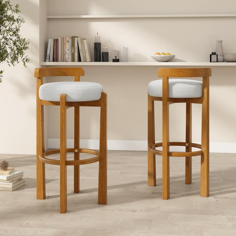 Christopher Knight Home - Elise Modern Low Back Barstool Set with Rounded Seat and Rubberwood Frame