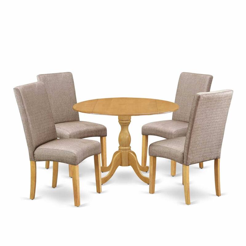 HomeStock 5-Piece Natural Oak Finish Solid Wood Top Dining table with 4-Chairs
