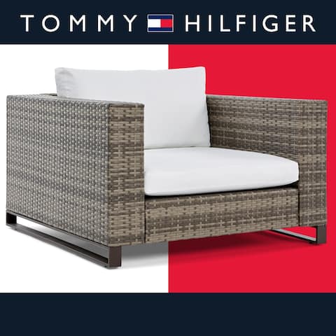Tommy Hilfiger Oceanside Outdoor 40" Arm Chair, Gray Wicker