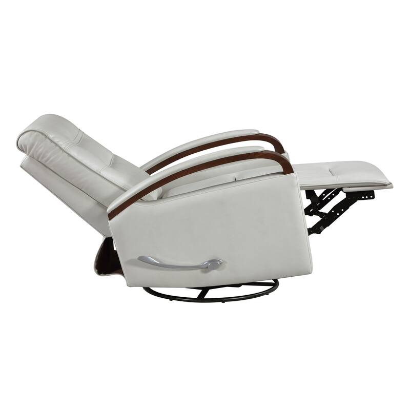 Meredith 31.5" Faux Leather Swivel Glider Recliner - Rubberwood Arm