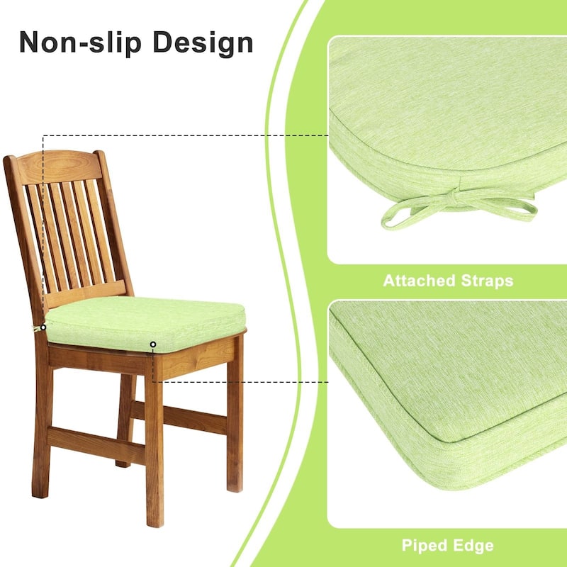 Aoodor Outdoor Dining Chair Cushions Set of 4, Outdoor Chair Pads with Ties, 20 x 19 inch - 20"x19"
