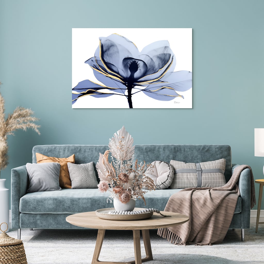 "Golden Midnight 2" Frameless Free Floating Tempered Glass Panel Graphic Wall Art