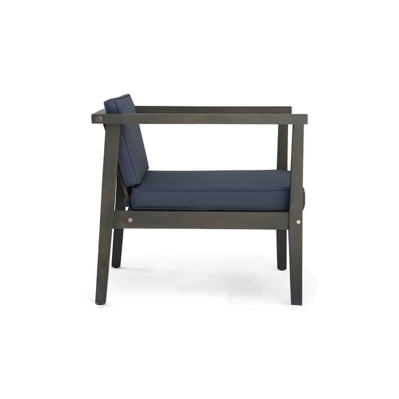 Newbury Club Chair Set of 2 Gray Waterproof Acacia Wood Outdoor Patio Furniture