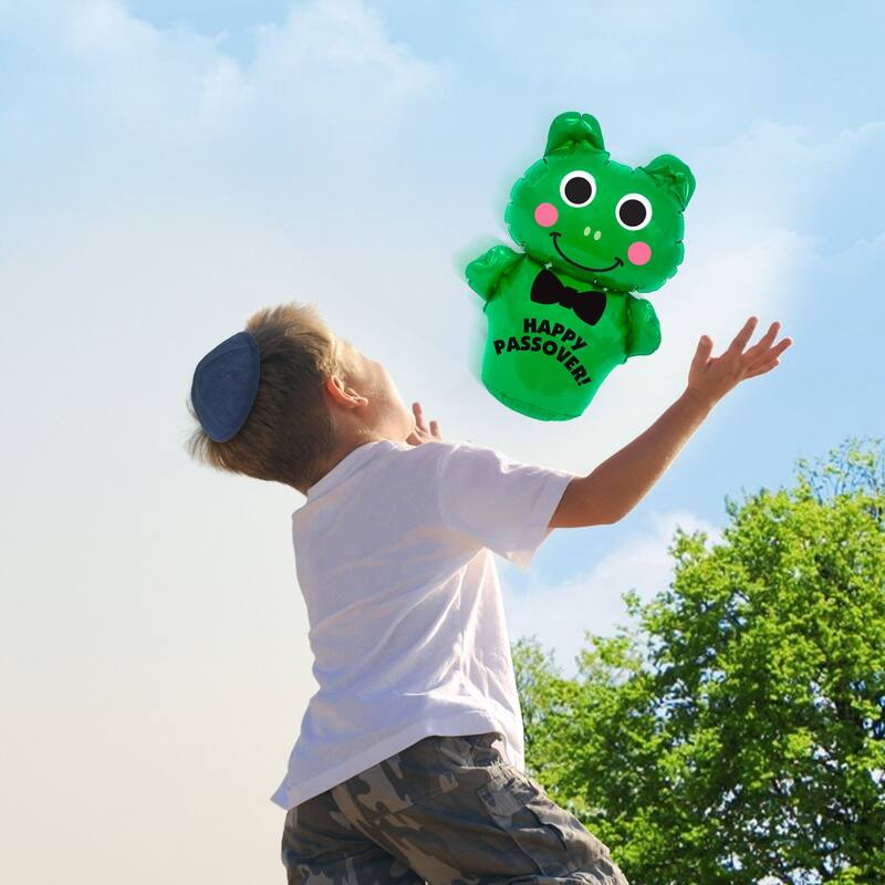 20.75" Green and Black Unique Inflatable Hoppy Passover Frog