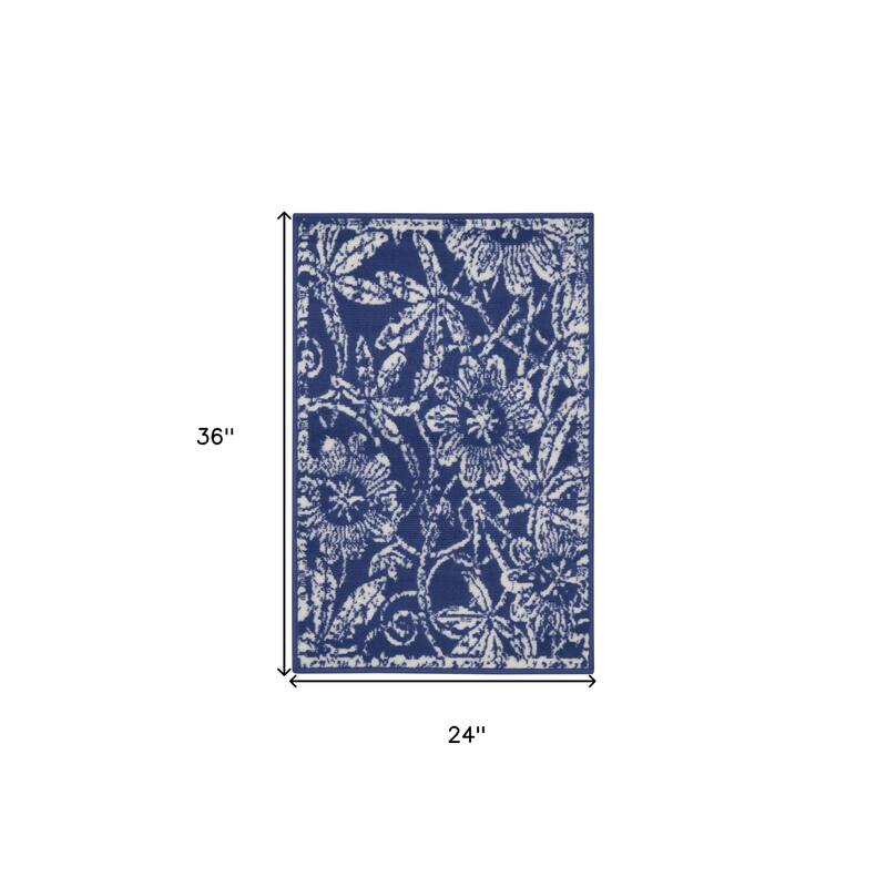 Power Loomed Distressed Floral Traditional Stain Resistant Area Rug - 36' X '24' X '0.39