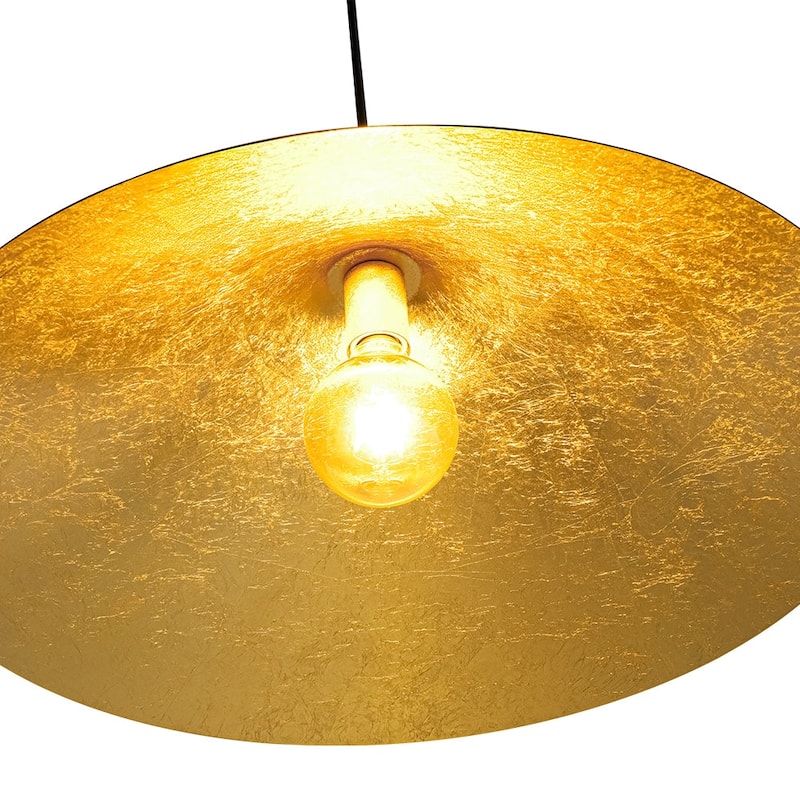 Black Gold 1-light Minimalist Metal Oversized Shallow Cone Pendant