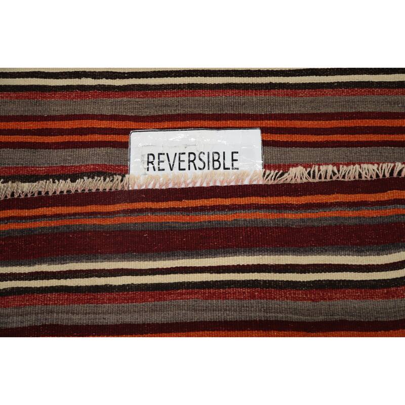 Hand Woven Oriental 100% Wool Carpet Southwestern Geometric Multi-Colored Kilim Area Rug - 10' 8'' X 5' 0''