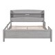 preview thumbnail 9 of 10, Antique Gray Full Size Wood Platform Bed w/ Built-in LED Light Storage Bed & Storage Headboard & Guardrail Upholstered Bed Frame