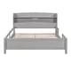 preview thumbnail 9 of 12, Wood Full Size Platform Bed w/LED Light, Storage Headboard, Guardrail