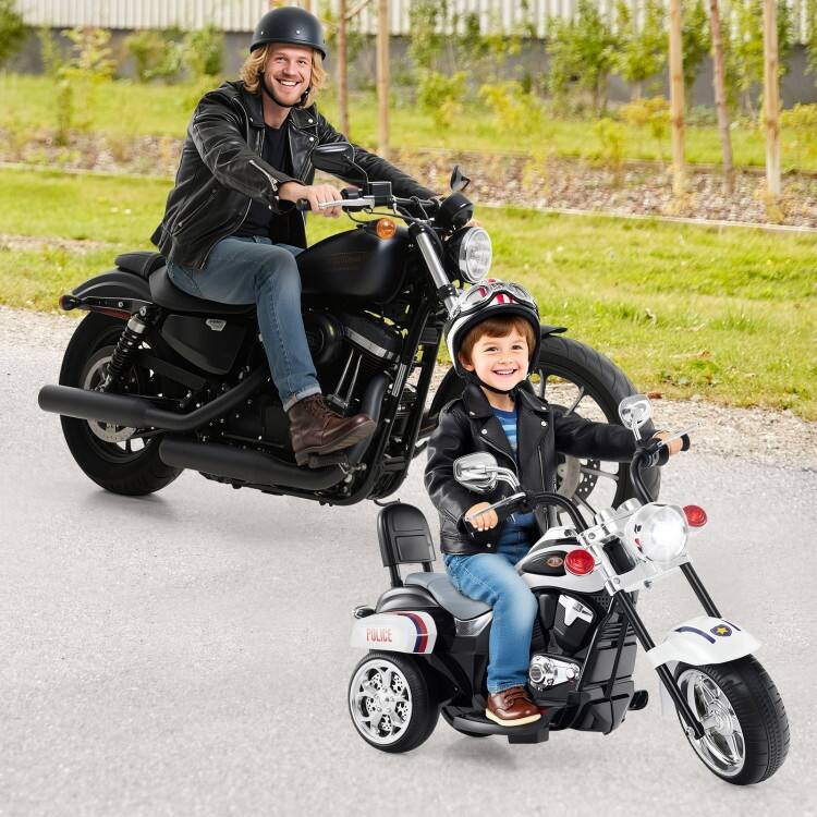 6V Powered Toddler 3-Wheel Motorbike Ride On Toy with Horn and Headlight - 36" x 19" x 25" (L x W x H)
