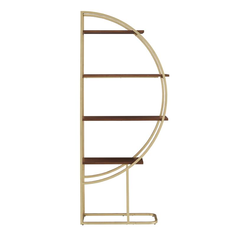 Diana Natural Finish Gold Metal Half Moon Bookcase by iNSPIRE Q Modern
