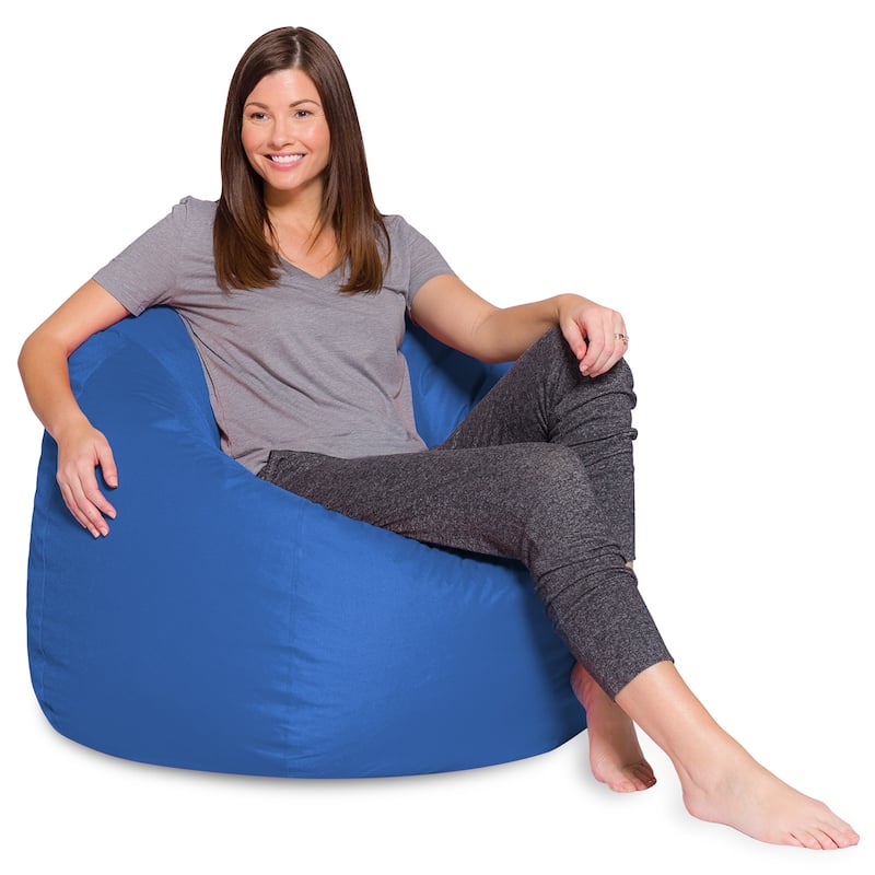 Kids Bean Bag Chair, Big Comfy Chair - Machine Washable Cover - 48 Inch Extra Large - Solid Royal Blue