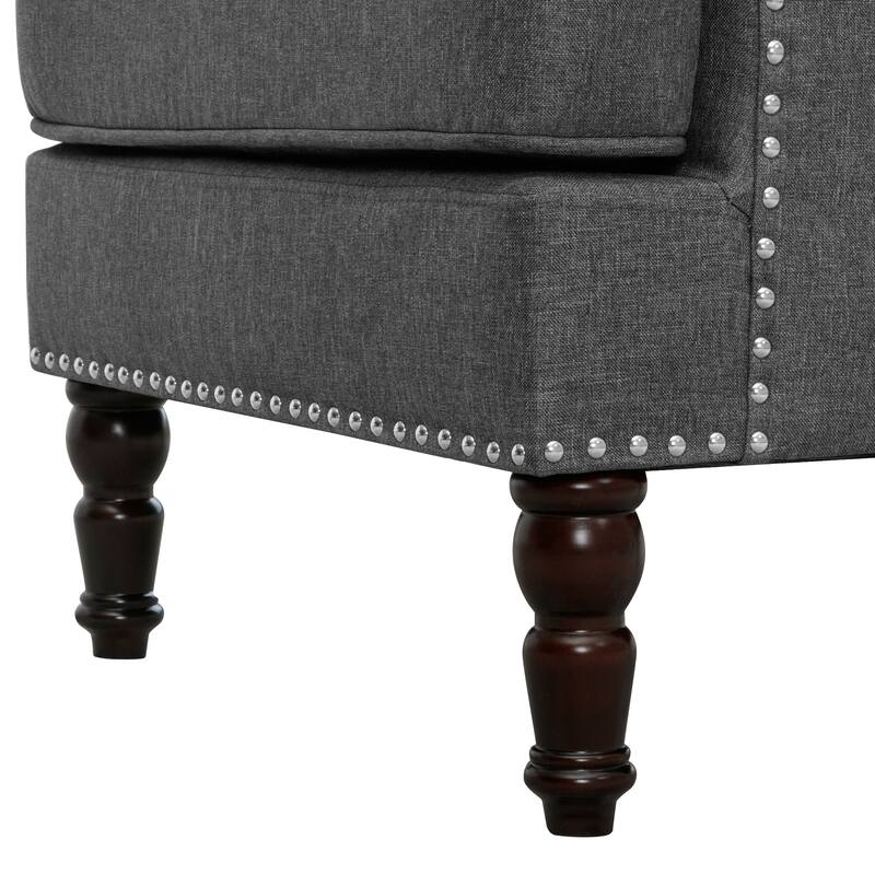 Modern Fabric Accent Chair with Upholstered Armrest Wooden Legs and Pillow for Living Room
