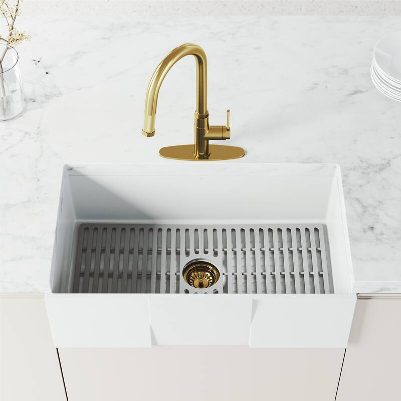 VIGO Hart Arched 18" H Single Handle Pull-Down Kitchen Faucet