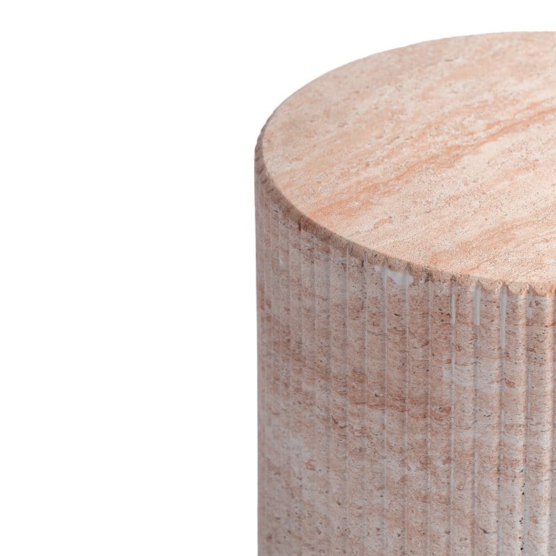 Studio London Maru Travertine Effect Side Table for Indoor and Outdoor - 18.1'' H X 11'' W X 15.8'' D