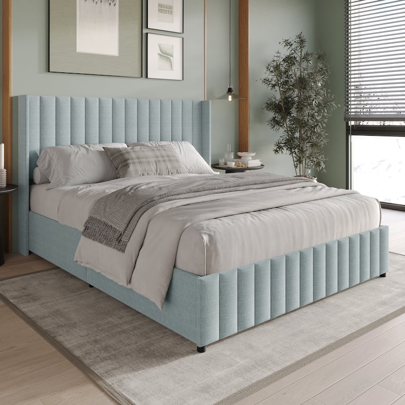 CraftPorch Minimalist Wingback Platform Lift Up Storage Bed