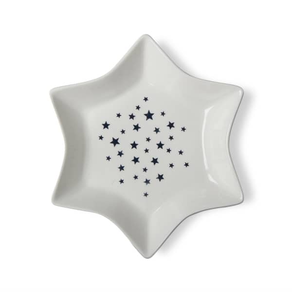 Large Blue Multi Stars Shape Serving Dish Bone China, Dishwasher - Main Image