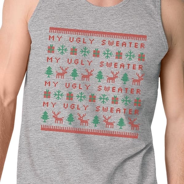 Ugly Sweater Tank Top Mens Funny Christmas Workout Tanks Gift Idea