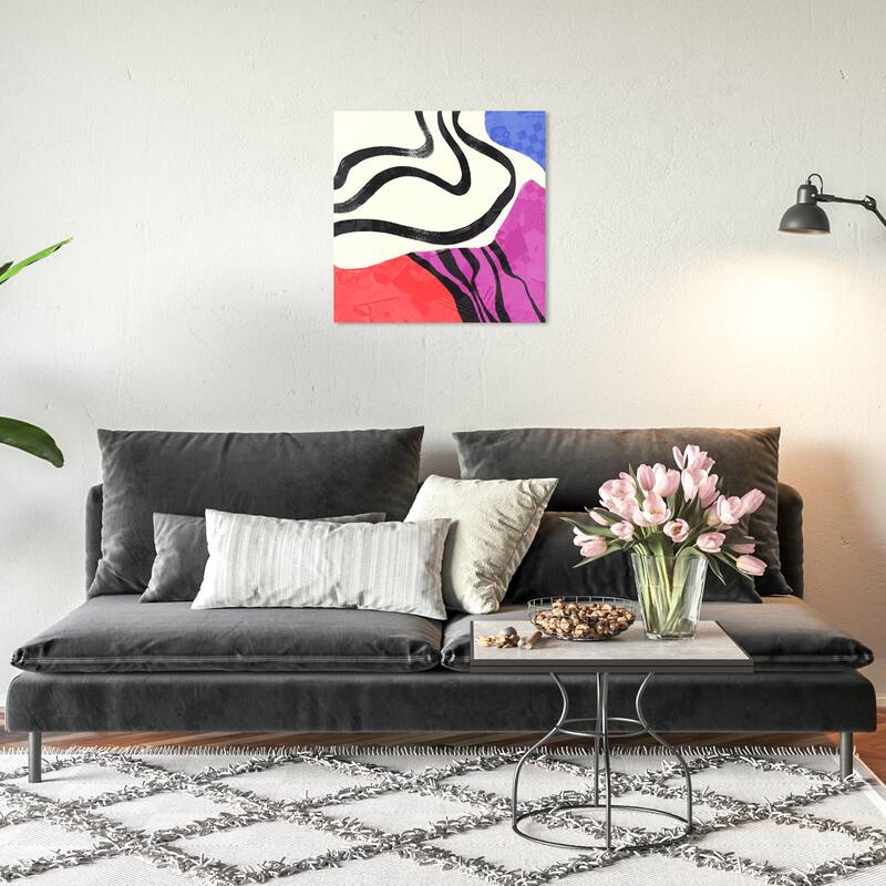 Wynwood Studio Canvas Abstract Purplish Quadrant Red Modern & Contemporary Wall Art Canvas Print - 20 x 20