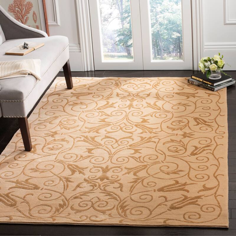 SAFAVIEH Couture Hand-knotted Tibetan Lilit Modern Wool Rug - 5' x 7'6" - Ivory