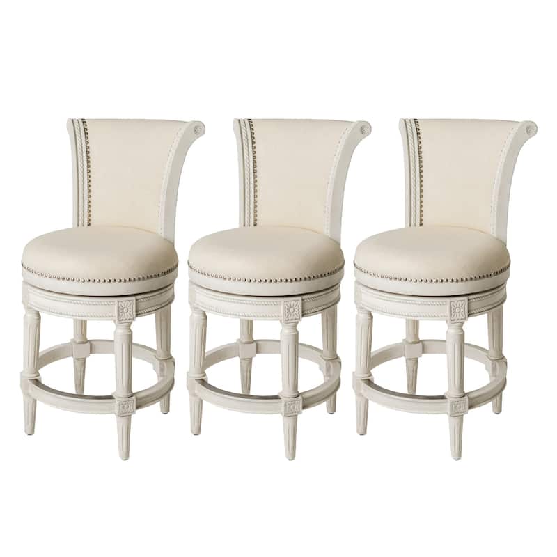 Maven Lane 26" Pullman Swivel Counter Height Kitchen Stool - Set of 3 - White Oak