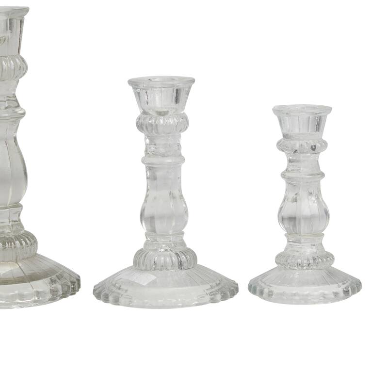 Clear Glass Candle Holder (Set of 3)