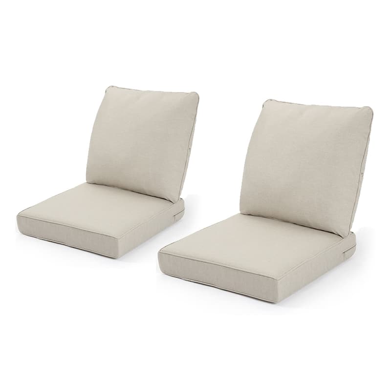 24 x 22 in. 2-Piece Deep Seating Outdoor Lounge Chair Cushions - Beige