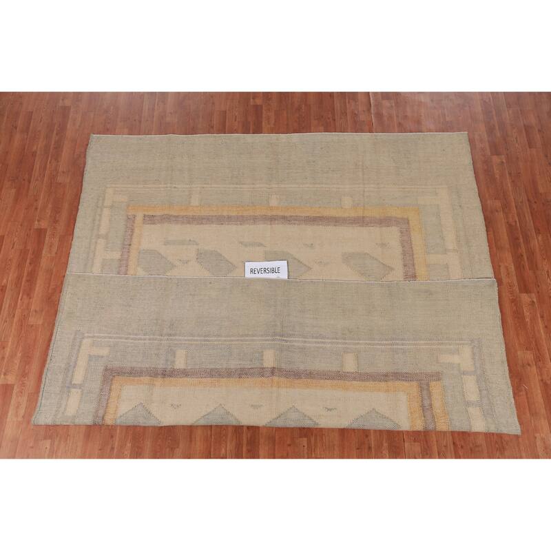 Hand Woven Oriental 100% Jute Carpet Southwestern Modern Peach Kilim Area Rug - 9' 5'' X 8' 4''