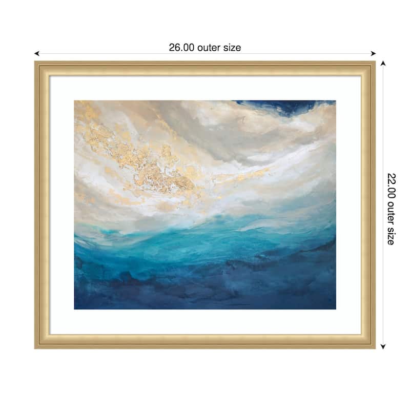 Celestial Waves by Julia Contacessi Wood Framed Wall Art Print - Gold - 26 x 22 in