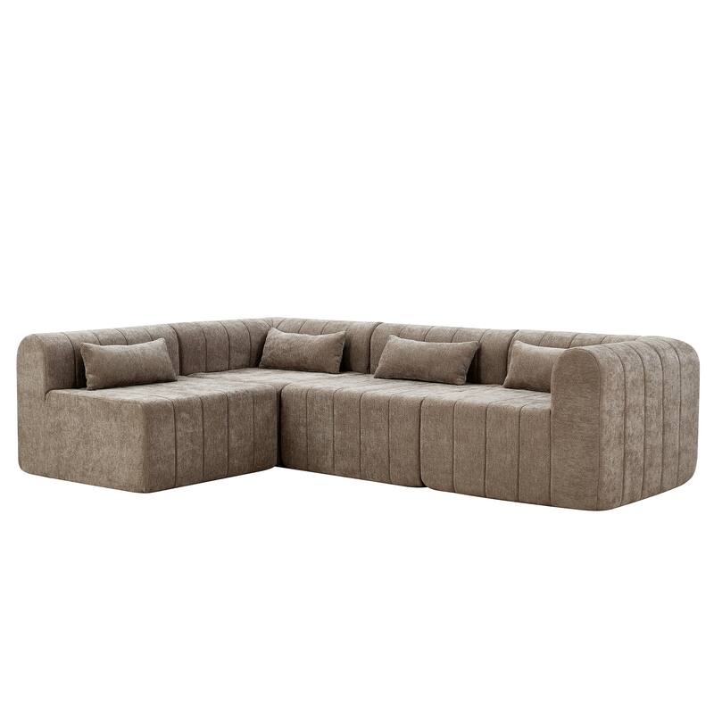 145.5" Modular Sofa Couch, Modern Sectional Sofa for Living Room, Polyester Upholstered Cloud Couch with Deep Seat