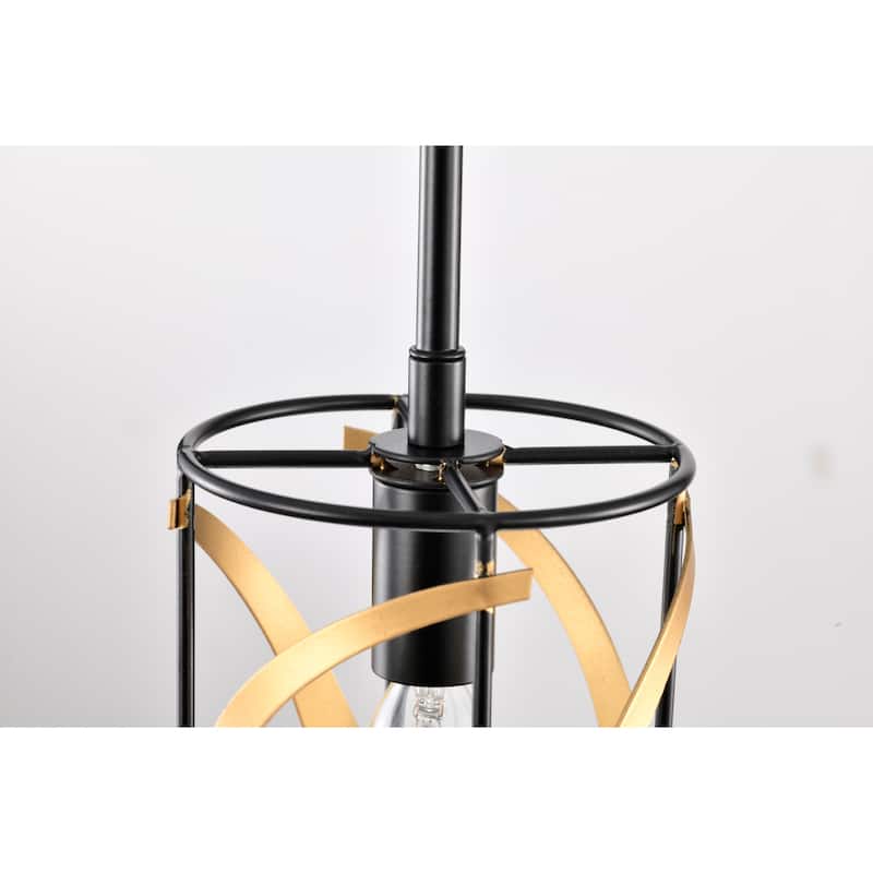 Sana 5 Inch Matte Black and Gold Single Light Pendant