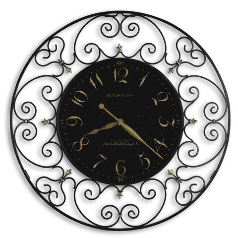 Howard Miller Joline Wrought Iron Elegant, Charming, Vintage, Transitional Wall Mount with Fleur De Lis Design, Reloj De Pared