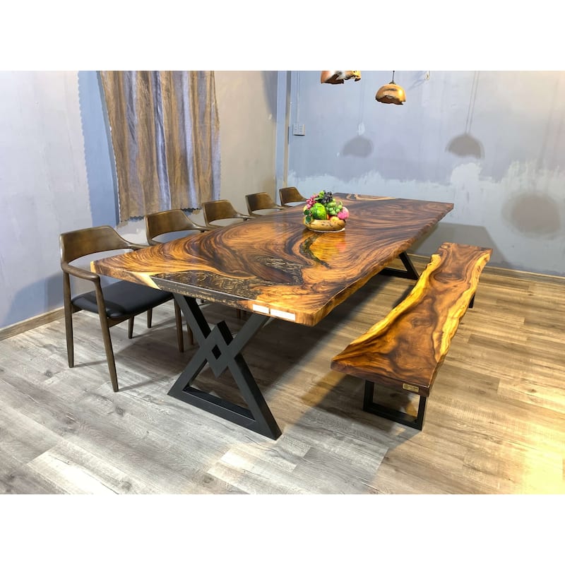 Sundaland 118" Large Slap Live Edge Dining Table