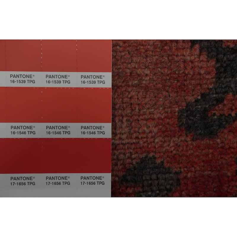 Hand Knotted Oriental 100% Wool Carpet Traditional Geometric Oranges & Rust Tabriz Runner Rug - 9' 10'' X 3' 1''