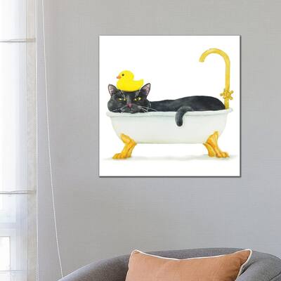 iCanvas "Bathing Black Cat" by Alexey Dmitrievich Shmyrov Canvas Print