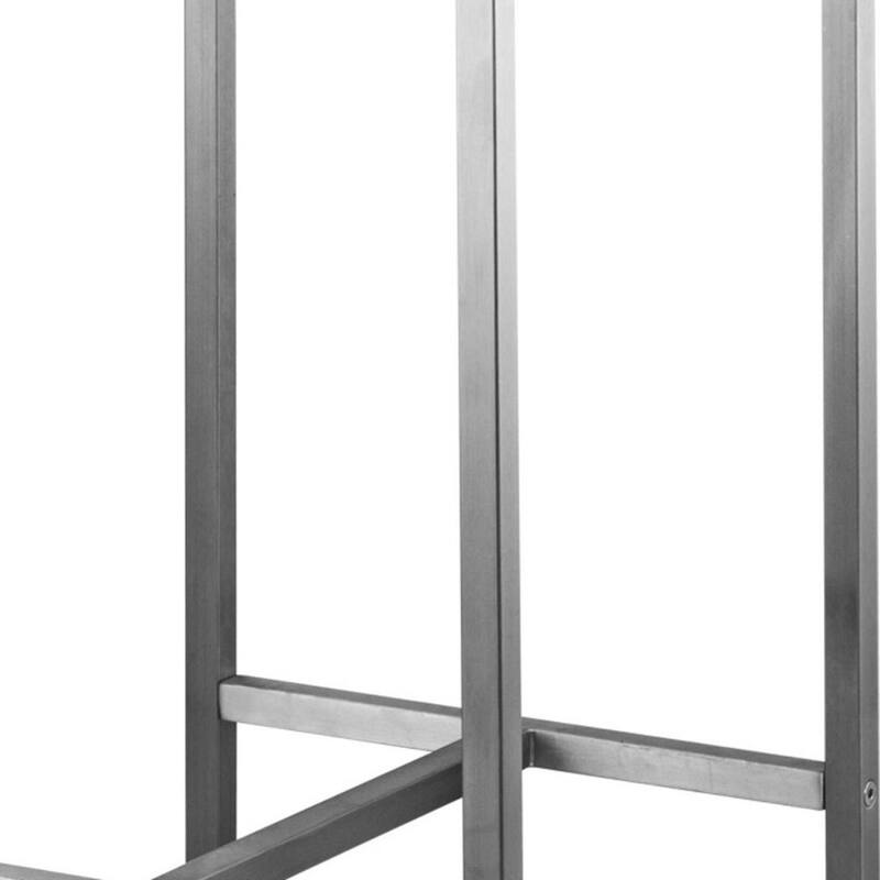 Brown Iron Rectangular Backless Bar Stools Set of 4 with Silver Stainless Steel Frame - 14” x 14” x 28” (D x W x H)
