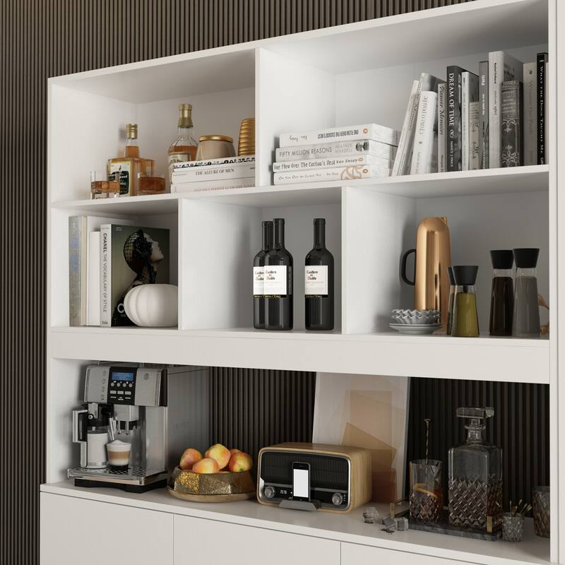 Timechee Combined Bookcase Display Cabinet Pantry Kitchen Cabinet
