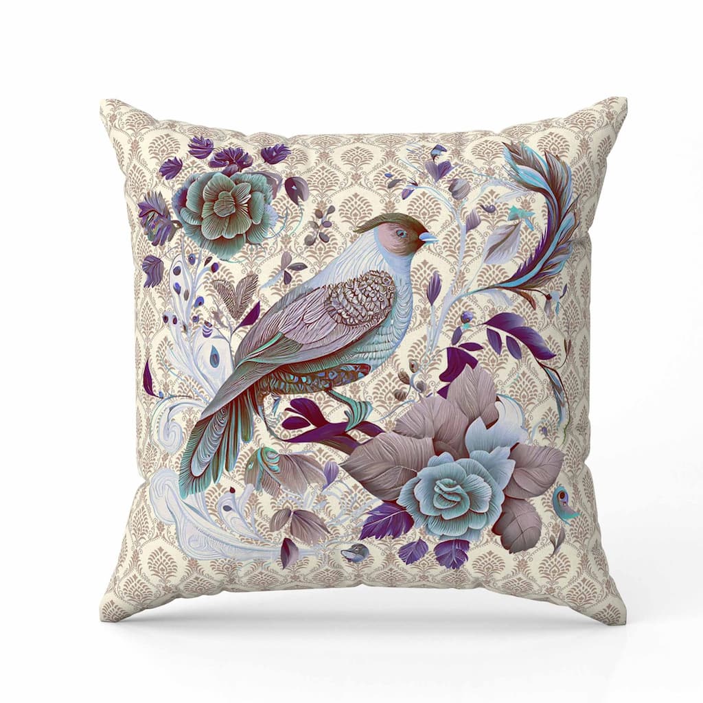 Songbird Rose Radiance Faux Suede Reversible Throw Pillow Beige and Multi