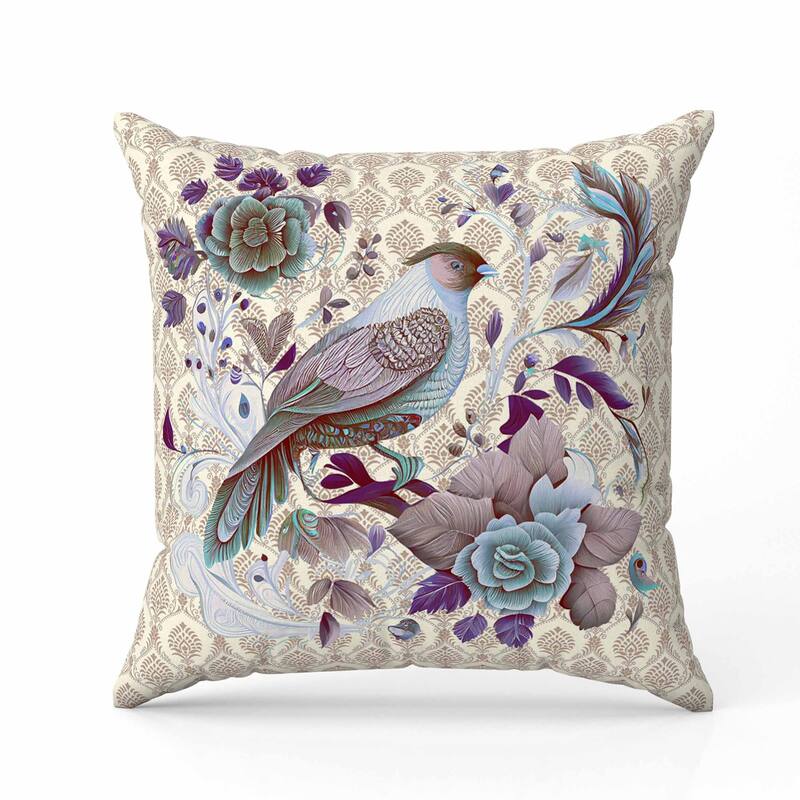 Songbird Rose Radiance Indoor/Outdoor Reversible Throw Pillow Beige and Multi