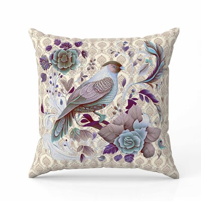 Songbird Rose Radiance Indoor/Outdoor Reversible Throw Pillow Beige and Multi