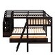 preview thumbnail 9 of 12, L Shaped Solid Wood Bunk Bed for Kids, Twin-Twin Over Full Triple Bed Frame w/3 Drawers, Storage Ladder & Full-Length Guardrail